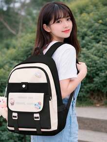 Shendy Vendy Backpack With Large Capacity, 5-Piece Set Fashionable Cool Youth Backpack Pencil Case Laptop School Student - MOD200 Negro1 - View 2