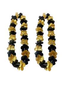 2pcs Halloween Black & Gold Party Garland Birthday Photo Prop Set, Black & Gold Floral Hawaiian Garland Necklace, Fun Selfie Accessory To Capture Unforgettable Moments - Suitable For Birthday, Wedding, Halloween Costume Party Decoration, Neck Garland - Ideal Choice For Bachelorette Party Events - Multiple Styles - View 8