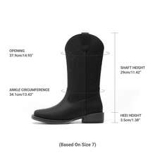 Women's Western Cowboy Cowgirl Boots Wide Square Toe Pull-On Embroidered Stitched Retro Boots For Music Festivals Daily Chores Mid Calf Boots - màu đen - Xem 2