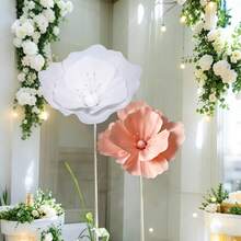 Gran flor de amapola artificial de espuma, cabeza de flor artificial, decoración de fondo para boda, decoración de escenario, flor guía de pasillo, decoración del hogar, centro de mesa, Día de San Valentín, cumpleaños, ceremonia de graduación - Multicolor - Ver 48