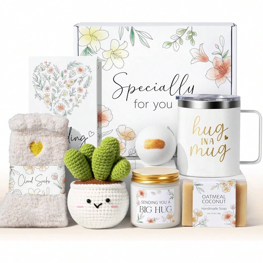 Self Care Spa Gift Basket For Women, Get Well Soon Relaxing Care Package, Inspirational Sympathy Gift For Mother's Day Birthday Easter Mom Grandma Wife Sister - 1 - 查看 1
