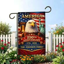 NAZENTI Personalized 250 Year American Anniversary Flag With Family Name, Custom 250 Year American Anniversary Garden Flag, Customized Garden Flags For Outside, 250th Gifts For Patriots A01 - 單面印刷 - 查看 3
