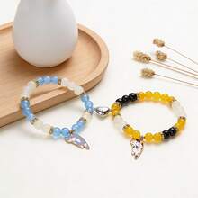 2 mặt dây chuyền hình mèo sáng tạo và đáng yêu. Vòng tay đôi đính hạt có khóa từ tính hình trái tim, vòng tay tình bạn mặt dây chuyền hình trái tim, quà tặng trang sức hình mèo con dễ thương. - Nhiều màu - Xem 11