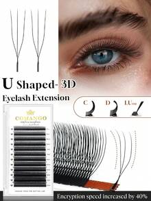 12 hàng mi giả hình chữ U 3D kiểu C/D/LU, mi nối hình chữ U/W giả lông chồn, mi giả dạng chùm đã được làm sẵn. - màu đen - Xem 3