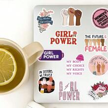 50 piezas Pegatinas impermeables con estética de justicia social y feminismo, adecuadas para botellas de agua, portátiles, teléfonos, equipaje, cuadernos, refrigeradores, etc. - B - Ver 10