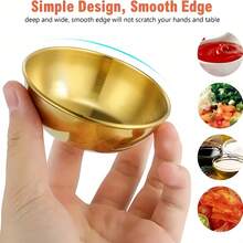 Bộ 4 bát nhỏ bằng thép không gỉ hình tròn dùng để chấm, đựng gia vị, đựng sushi, đựng món khai vị, màu vàng đồng, thích hợp cho nhà bếp, Giáng sinh, đồ dùng học tập. - Vàng - Xem 8