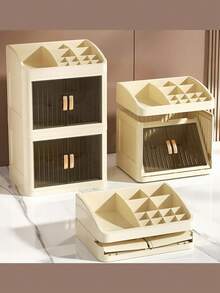 [Delivery Within 2-7 Days In The United States]1Pc Vanity Makeup Storage Box, Foldable & Sliding Door Design, Clear Cover Cosmetic Display Cabinet, Large Capacity Skincare & Cosmetics Organizer, Ideal Gift For Women, Fits Bedroom & Bathroom Vanities To Store Lipsticks, Brushes, Nail Polish,For Holiday Beach, Bathroom Collection, Bedroom Collection, Large Capacity - 彩色 - 查看 7