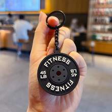 Fitness Barbell Keychain Pendant Couple Car Bag Keychain Sports Small Pendant - Epoxy Resin Dumbbell Pendant - White (without Packaging) - View 3