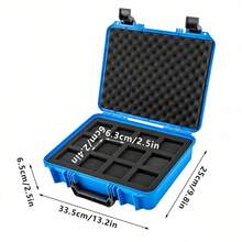 Blue 12 Slots Plastic Watch Travel Case Organizer Shockproof And Waterproof Hard Shell Protection Jewelry Storage Box, Sponge Lining,13.2*9.8*2.5in - Azul - Ver 3