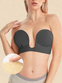 1件装女士露背性感U型自粘胸贴，隐形提拉丰胸，全罩杯，可重复使用，适合婚纱摄影 - 彩色 - 查看 6