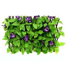 2M Artificial Hedge Roll Fake Ivy Leaf Privacy Fence Garden Screening Wall Decor - Purple Orchid - View 2