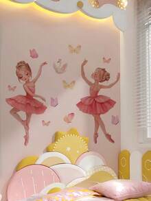 Watercolor Fairy Tale Moon Elf Ballet Girl Wall Sticker Self-Adhesive Removable Butterfly Star Moon Elf Sticker Girl Princess Style Sticker Girl Room Dance Classroom Wall Soft Decoration - Wall Stickers - View 9
