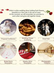100/1000 pétalos de rosa blanca artificial, adecuados para decoración de bodas y fiestas, agregando un ambiente romántico para el Día de San Valentín, también perfectos para decorar el centro de la mesa del comedor. Estos pétalos también se pueden usar para crear sorpresas de propuesta, convirtiéndolos en el regalo perfecto para el Día de San Valentín, cumpleaños, graduación y otras ocasiones. - Multicolor - Ver 5