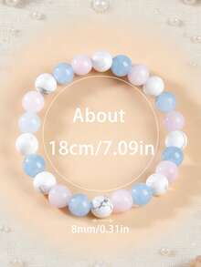 YAUKIA Boho Women'S Howlite Memory Beaded Bracelet , Aquamarines , Emotional Healing , Cleansing , Summer Simple Jewelry , Ideal For Seaside Beach Trip - Multicolor - View 3