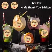 120pcs 1.45 Inch Round Thank You Stickers, Kraft Paper Thank You Labels For Small Business - Labels and Stickers - View 4