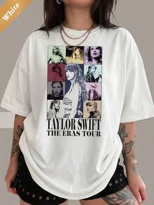 Retro Album Graphic Tee, 100% Cotton Pop Music Casual Unisex T-Shirt For Swifties - White - View 1