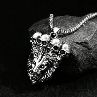 Cross-Border Hot-Selling European And American Domineering Animal Lion Head Pendant, Personalized Men's Alloy Pendant Jewelry Wholesale