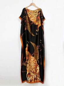 SGIAWETA-1pc Floral Print Satin Chiffon Shawl Scarf, Women Beach Cover Up Shawl Dress-Birthdaygift - Nhiều màu 2 - Xem 4