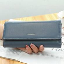 女士长款手拿包，多卡位，零钱袋，PU皮革材质，带钥匙环，大容量 - 彩色 - 查看 11