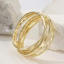Bohemian Multi-Layer Women's Rings, Fashionable Gold-Tone Multilayer Criss-Cross Wide Band Rings, Party Jewelry - Gold - View 4