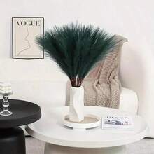 42/40/24/18/12/9/6/3pcs 55cm Elegant Realistic Dark Green Reed Grass, 1pc, Fluffy Artificial Plant, Bohemian Style Vase Decoration, Suitable For Living Space, Wedding, Halloween, Christmas, Easter, Valentine's Day, Mother's Day, Graduation And Autumn Decor - Dark Green - View 2