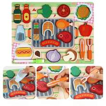 Kids Play Kitchen Realistic Wooden Vegetable & Fruit Cutting Toy Set, Parent-Child Interactive Game - Multicolor - View 12