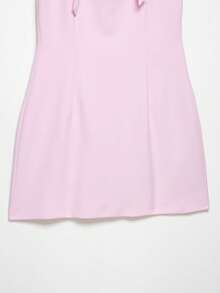 DEEKA Spring/Summer New Women's Fashion European And American Style Minimalist Bow Polka Dot Short Dress Elegant Pink - Pink - View 7