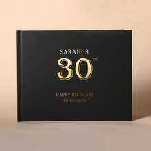 Libro de visitas horizontal personalizado en negro o blanco, álbum de fotos con marco negro y dorado, libro de registro personalizado para fiesta de cumpleaños, libro de visitas de cumpleaños personalizado, adecuado para uso doméstico - Multicolor - Ver 3