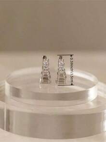 1 par de pendientes de aro con circonita completamente cubiertos de rhinestones, diseño único y elegante para mujeres - Plateado - Ver 9