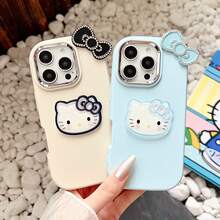 SANRIO Cat 1pc Pastel Blue By Creative Fashion Smartphone Case, Waterproof Shockproof Material, Bow Decor, Blushing KT Cat, "So Cool", Anime, Bling Bling, Cute & Fashionable, Suitable Compatible With Apple 17 Series, 11/12/12 Pro, 13/14/15, 13 Pro/14 Pro/15 Pro, 12 Pro Max/13 Pro Max/14 Pro Max/15 Pro Max, 16, 16 Pro, 16 Pro Max, 17, 17 Pro, 17 Pro Max - Baby Blue - View 2