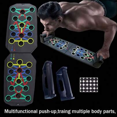 Soporte ajustable para flexiones, Estructura de soporte multifuncional para acondicionamiento físico, Equipo de entrenamiento para músculos del pecho, brazos y abdomen para el hogar, Soporte antideslizante para ayudar en las flexiones