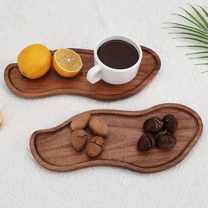 1pc Asymmetrical Shaped Wooden Tray, Cloud/Peanut Style Wooden Platter, Japanese Style Serving Plate, Suitable For Desserts, Appetizers, Breads, Salads, Dishes, Food-, Suitable For Restaurants, Home Decor, Farmhouse Serving, Birthday Parties, Thanksgiving, Weddings