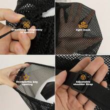 Basketball Bag 14.5* 19.5inch  Sports Single-Ball Bag, Drawstring Mesh Backpack, Used For Carrying Football, Volleyball, Baseball, Rugby, And Other Single-Piece Outdoor Sports Equipment - Black - View 8
