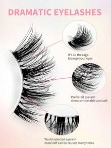 ENCHUW 16 par halvögonfransar med genomskinlig band, mjuka kattögonfransar, sminkverktyg, förlängning för dagligt bruk - Svart - Visa 3