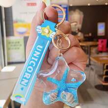 1pc Casual Flowing Sand Star & Seashell Creative Bag Charm, Couple Pendant, Small Gift, Car Accessory - Multicolor - View 3
