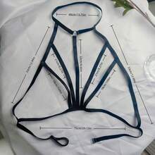 Bộ đồ lót gợi cảm với áo ngực dây mảnh và thiết kế khoét lỗ, thích hợp mặc đi club. - màu đen - Xem 6