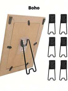 Stainless Steel Frame Bracket - Self-Adhesive Adjustable Black Bohemian Style Metal Display Rack, Suitable For Artwork, Photos, Home Decor And Exhibitions, Minimalist Design, Stable Structure - Multicolor - View 3