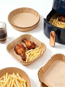 High Temperature Resistant Paper Plates, Silicone Oil Paper, Round/Square Baking & Air Fryer Liners - Multicolor - View 3