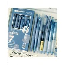 7pcs/Set ST Fine Tip Fountain Pen, Multi-Combination Set, Student Quick-Drying Calligraphy Brush Pen, Black Ballpoint Pen - Sets - View 1