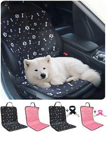 1 pieza Alfombrilla para mascotas impresa en tela Oxford resistente al agua y al desgaste, adecuada para asientos delanteros/traseros, almohadilla para mascotas de viaje al aire libre, cubierta de asiento de coche impermeable para mascotas, suministros para mascotas - Multicolor - Ver 1