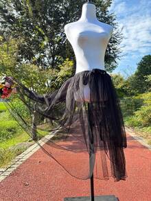 1 件女式不对称下摆荷叶边裙，有黑色、白色、粉色、浅蓝色、香槟色可选，适合婚礼、派对、表演、舞台表演、角色扮演、摄影、舞蹈、万圣节服装、洛丽塔风格秋季女装 - 彩色 - 查看 9