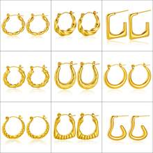 12 Pairs Of 304 Stainless Steel Earrings, A Thick Gold Ring-Shaped Jewelry Set, Embodying The Elegant Style Of Ladies - A Simple Japanese-Korean Style, With A Fashionable And Exquisite Asymmetrical Design, Suitable For Daily Wear And Party Occasions.Summer Jewelry Women,Earrings For Women - Gold - View 3