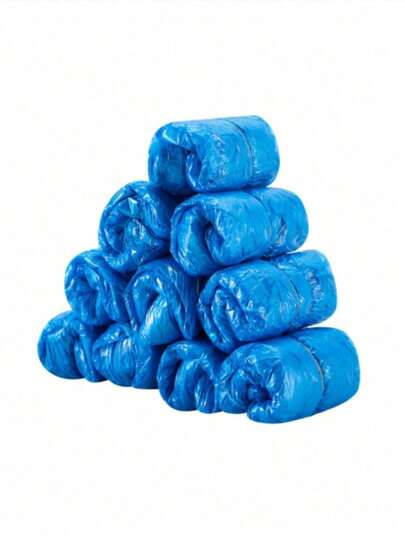 100 ชิ้น ถุงคลุมรองเท้าพลาสติก PE แบบใช้แล้วทิ้ง กันลื่น กันน้ำ กันฝุ่น เหมาะสำหรับบ้าน, โรงพยาบาล, สำนักงาน, โกดัง, สถานที่ก่อสร้าง, อุปกรณ์ป้องกันทางการแพทย์, สวมใส่ง่าย, ทนทาน, ป้องกันไฟฟ้าสถิตย์, ขนาดเดียวเหมาะสำหรับผู้ใหญ่ส่วนใหญ่