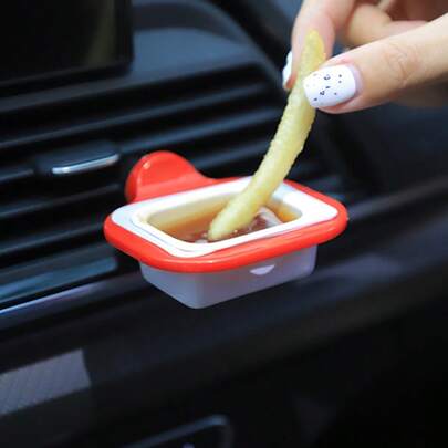 1pc Multi-Function Plastic Car Air Vent Sauce Rack Clip, Suitable For Cup Holder, Easy To Use, Car Dipping Sauce Accessory | Practical Car Supplies | Plastic Clip