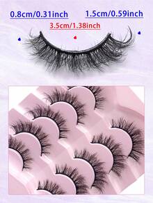 ENCHUW 5 Pairs Cross Eyelash Soft Long Thick Volume Eyelashes Fake Eyelashes For Party Makeup Faux Mink Lashes - Black - View 2
