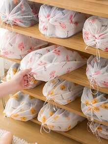 1/5pcs Portable Travel Shoe Storage Bags Drawstring Organizer Unisex Cartoon Dustproof Women Men Packing Cubes Luggage Essential Waterproof Closet Container Lightweight Reusable Protect Shoes Accessories - View 1