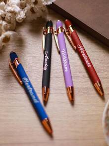 1 pièce Stylo à bille de luxe personnalisé avec texte/logo, toucher doux, or rose, caoutchouc premium, corps en alliage d'aluminium, parfait comme cadeau pour les demoiselles d'honneur, les femmes, les étudiants, les enseignants, la famille et les amis - Multicolore - Voir 7