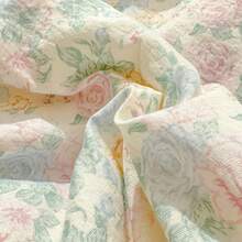 1pc Floral Pattern Summer Quilt, Soft & Comfortable Ruffled Design, Suitable For Dorm, Bedroom, Apartment, Spring & Summer, Bedding Set (Pillow Case Not Included) - Pink - View 11