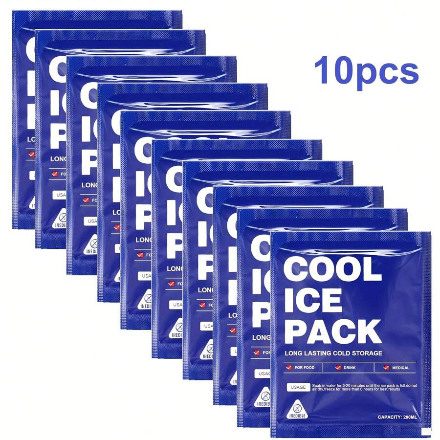 10pcs Reusable Ice Pack - For Cooler Boxes, Summer Frozen Shipping And Lunch Boxes, Reusable Freezer Bags, Accessories For Cooler Boxes, Suitable For Beach, Travel And Camping - A - View 1