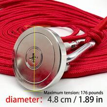 一套包含：1.89英寸176磅高强度钓鱼磁铁 + 393.7英寸带固定扣的回收绳，重型钕磁铁打捞套装，适用于草坪、河流磁性钓鱼 - C - 查看 6